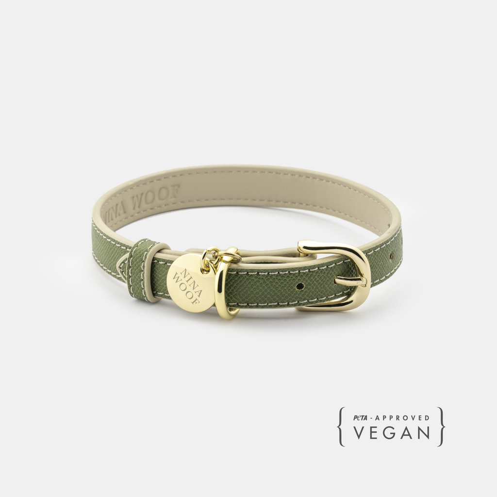Collar Oliva de Cuero Vegano para Perros | Estilo Nórdico Copenhagen