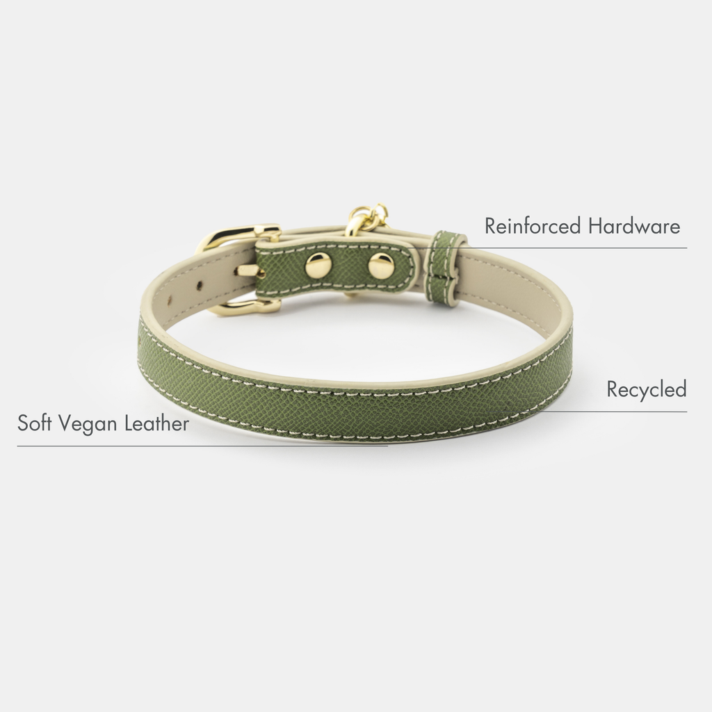 Collar Oliva de Cuero Vegano para Perros | Estilo Nórdico Copenhagen