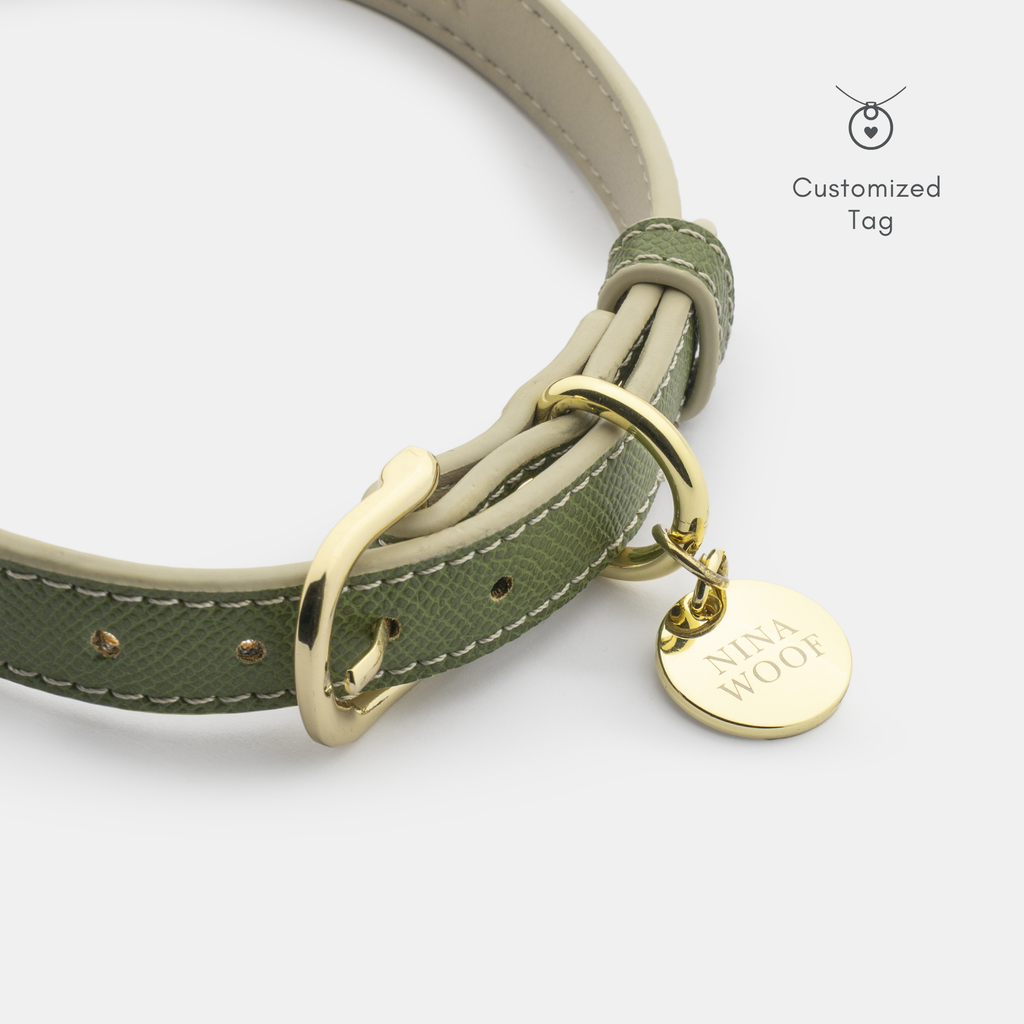 Collar Oliva de Cuero Vegano para Perros | Estilo Nórdico Copenhagen