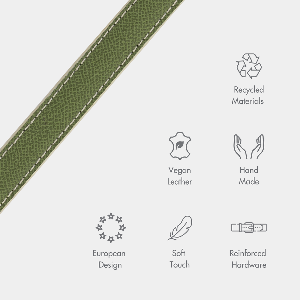Collar Oliva de Cuero Vegano para Perros | Estilo Nórdico Copenhagen