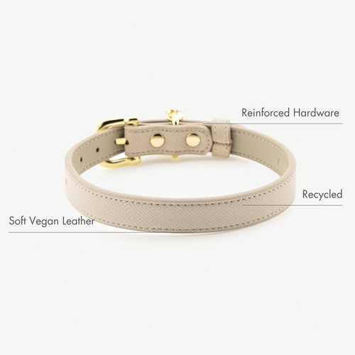 Collar Beige de Cuero Vegano para Perros | Estilo Nórdico Copenhagen