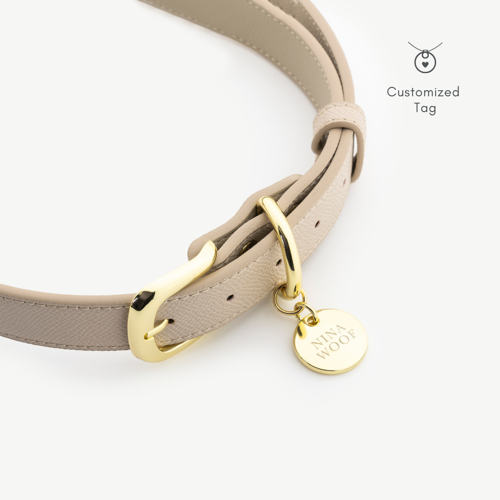 Collar Beige de Cuero Vegano para Perros | Estilo Nórdico Copenhagen