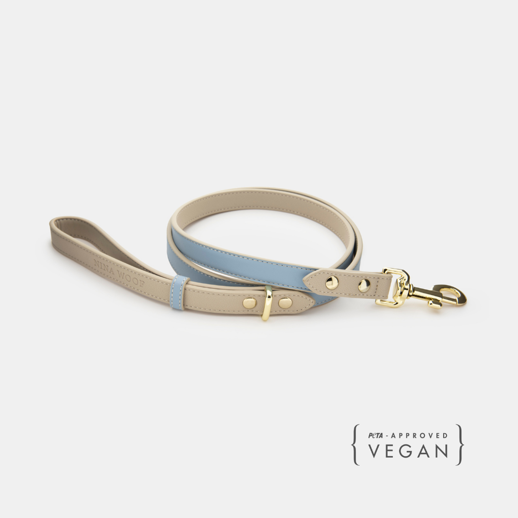 Correa Azul de Cuero Vegano para Perros | Estilo Cupertino Nina Woof