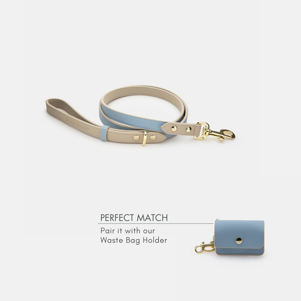 Correa Azul de Cuero Vegano para Perros | Estilo Cupertino Nina Woof