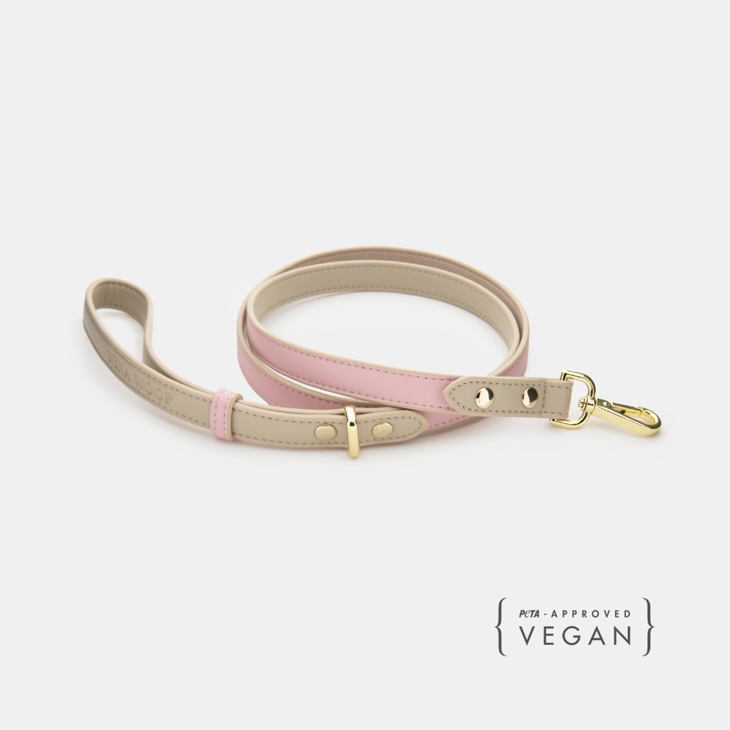 Correa Rosa Claro de Cuero Vegano para Perros | Estilo Cupertino