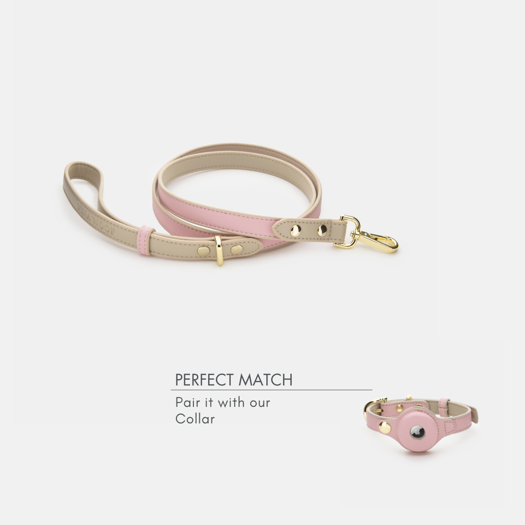 Correa Rosa Claro de Cuero Vegano para Perros | Estilo Cupertino