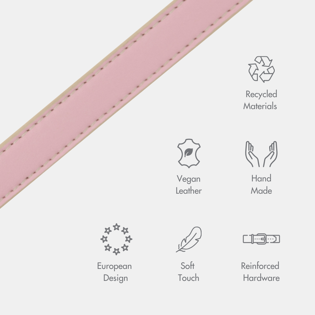 Collar con Soporte AirTag Rosa Claro | Cuero Vegano para Perros Cupertino