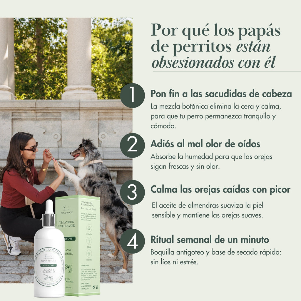 Limpiador de Oídos Vegano para Perros | Aloe Vera, Hamamelis y Almendras