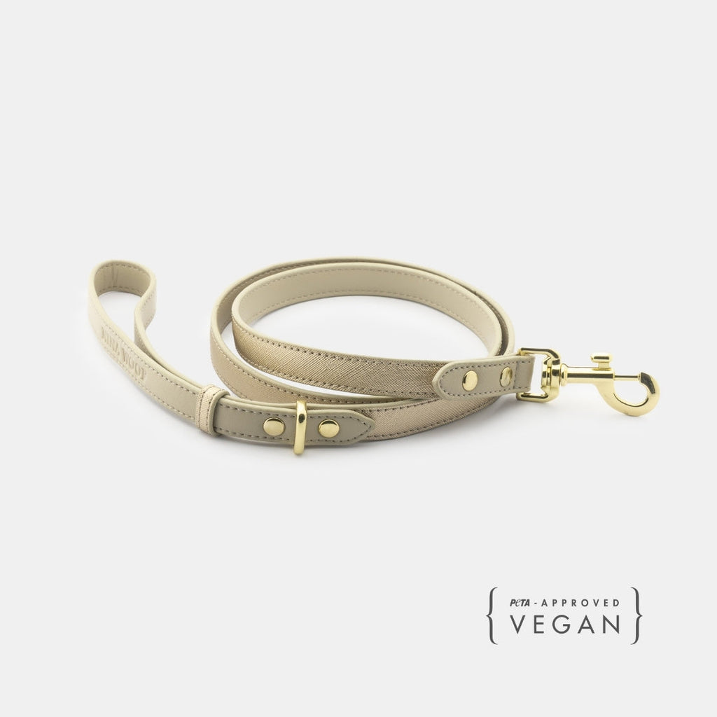 Correa Dorada de Cuero Vegano para Perros | Estilo Rio Saffiano