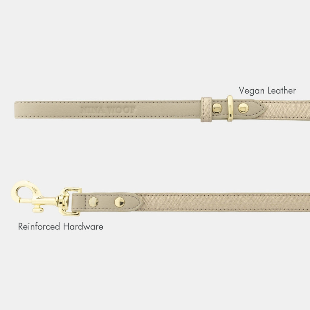 Correa Dorada de Cuero Vegano para Perros | Estilo Rio Saffiano