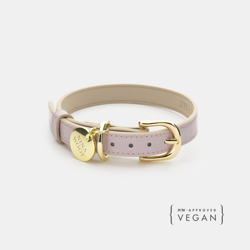Collar Lila de Cuero Vegano Estilo Cocodrilo para Perros | Diseño Milan