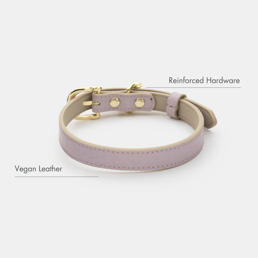 Collar Lila de Cuero Vegano Estilo Cocodrilo para Perros | Diseño Milan