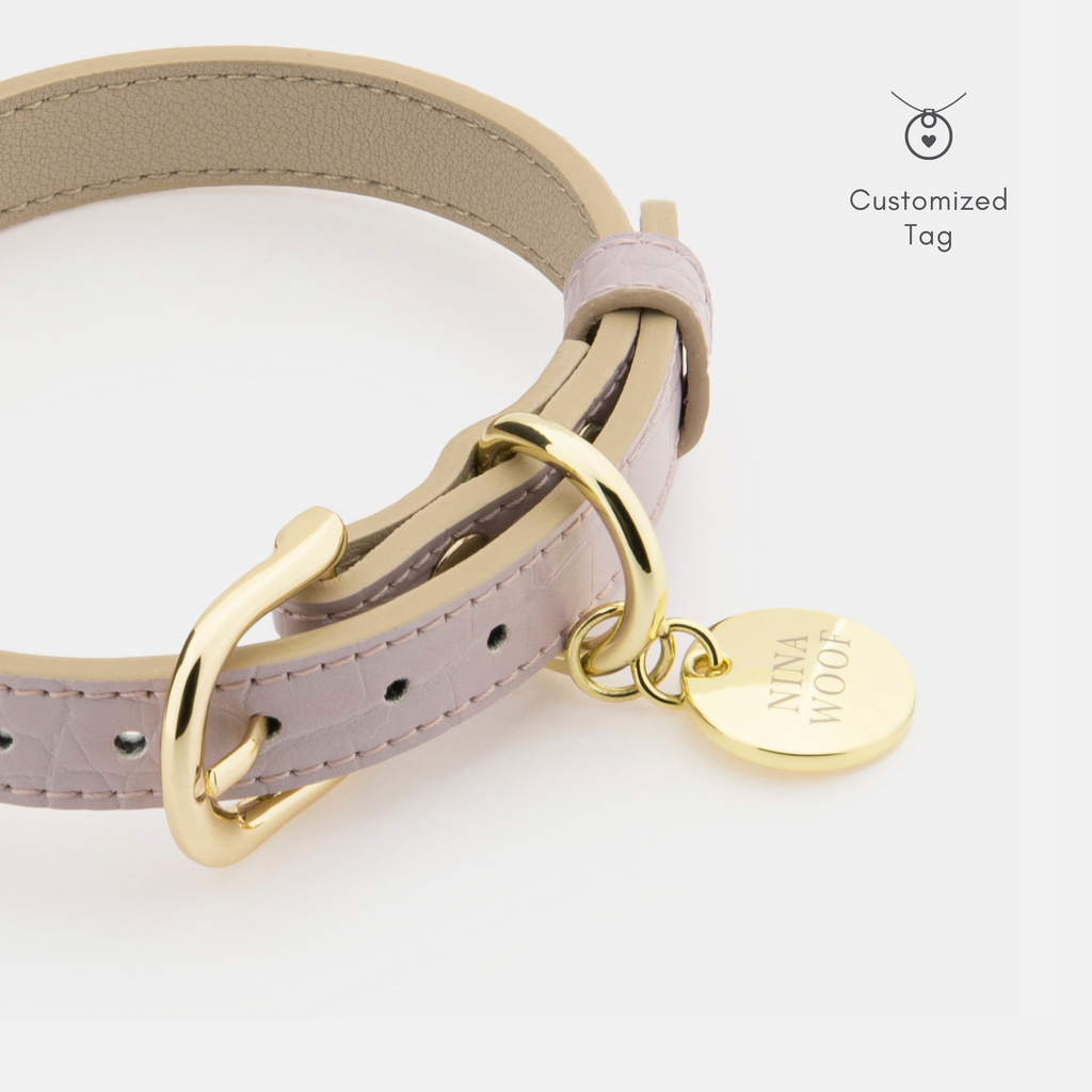 Collar Lila de Cuero Vegano Estilo Cocodrilo para Perros | Diseño Milan