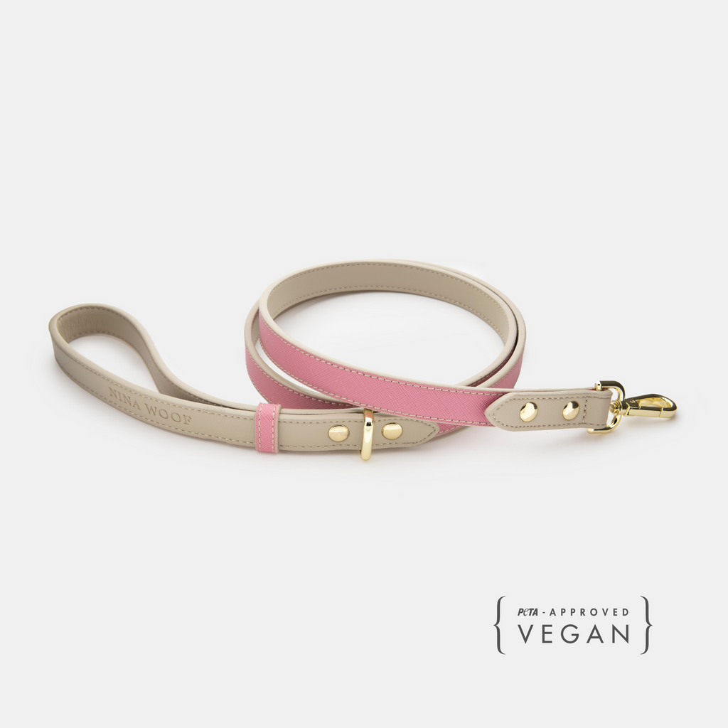 Correa Rosa de Cuero Vegano Estilo Saffiano para Perros | Diseño Rio