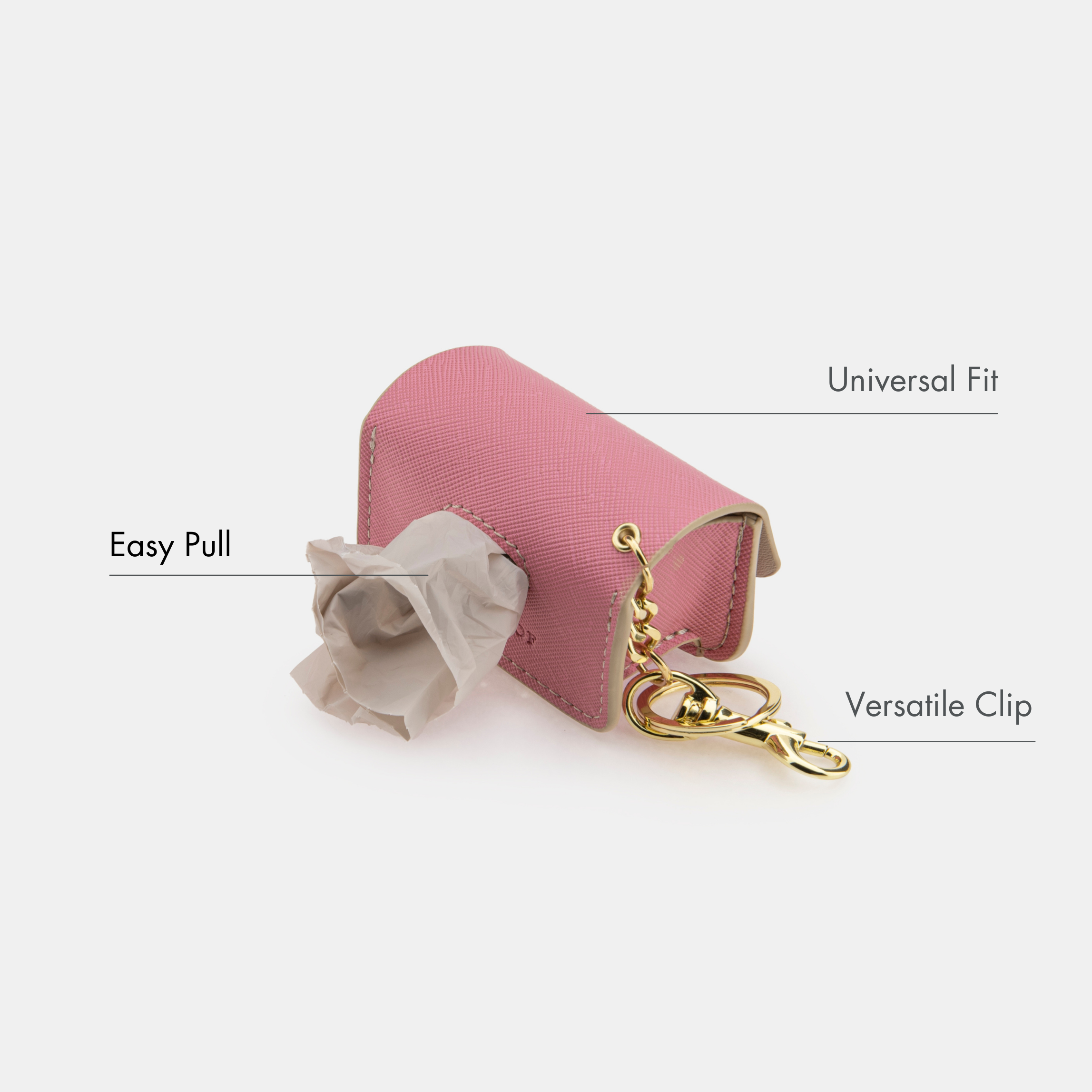 Porta Bolsas Rosa de Cuero Vegano para Perros | Dispensador Elegante