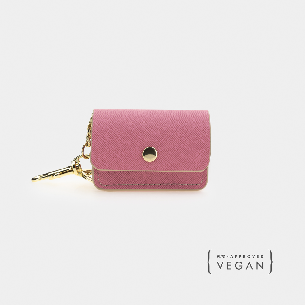 Porta Bolsas Rosa de Cuero Vegano para Perros | Dispensador Elegante