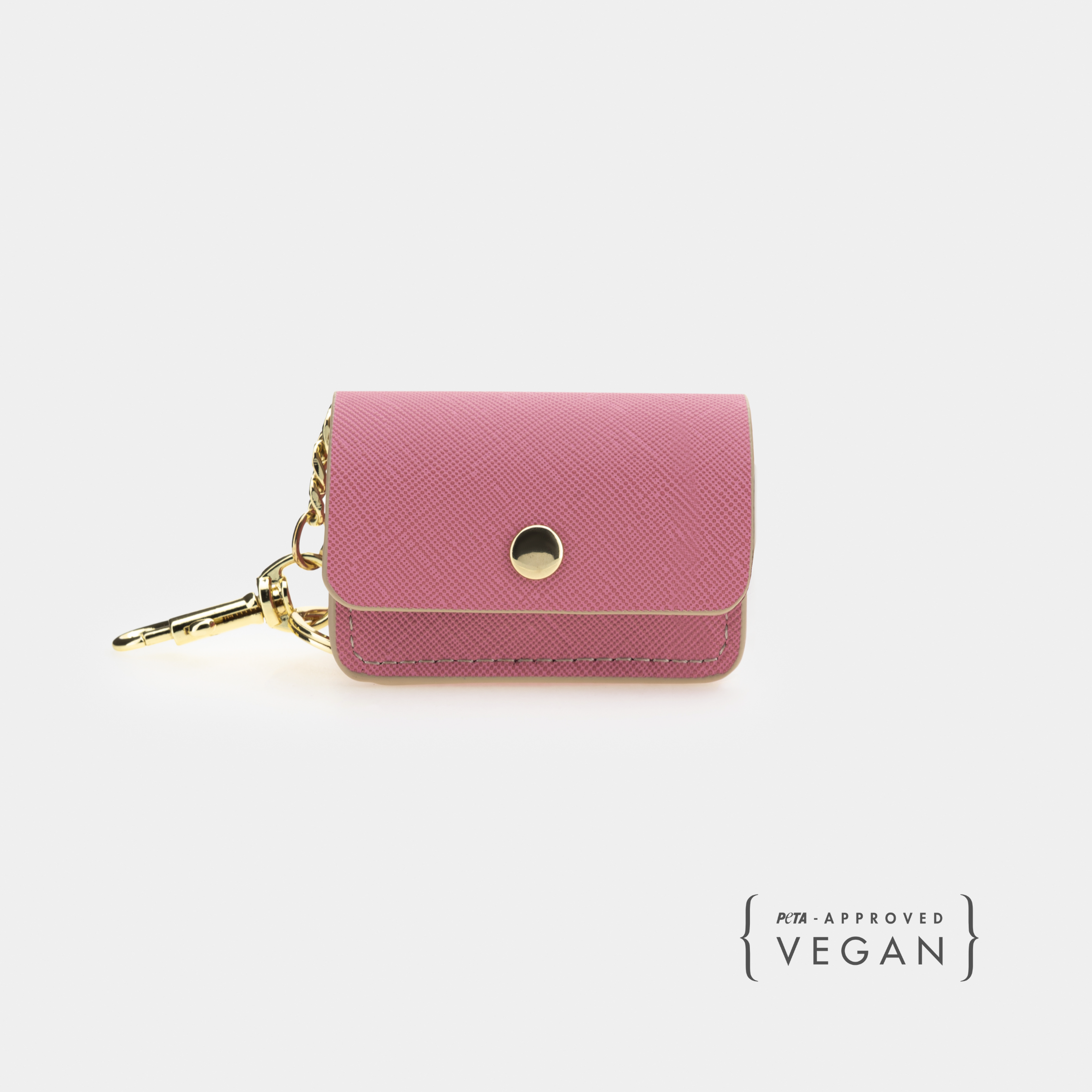Porta Bolsas Rosa de Cuero Vegano para Perros | Dispensador Elegante