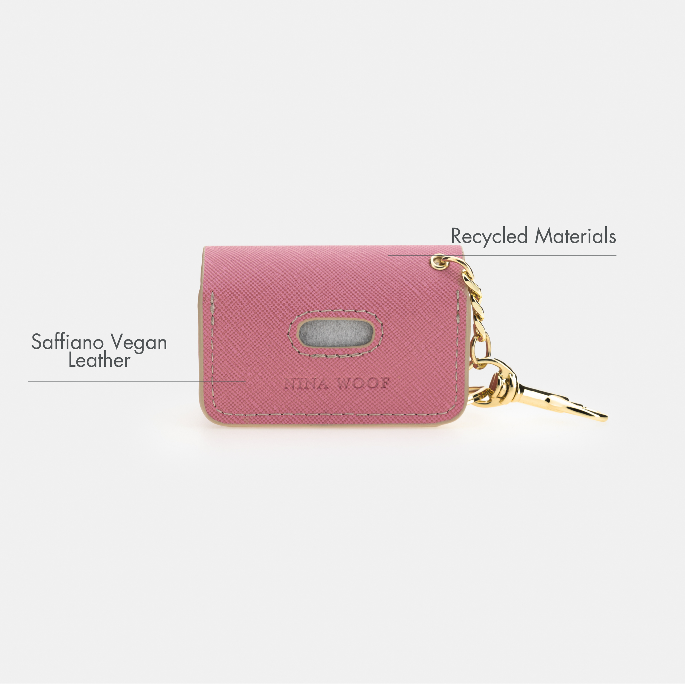 Porta Bolsas Rosa de Cuero Vegano para Perros | Dispensador Elegante