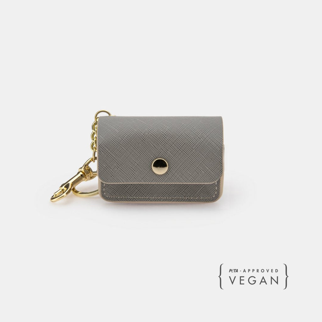 Porta Bolsas Gris de Cuero Vegano para Perros | Dispensador Elegante